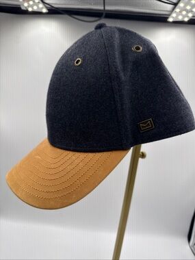 Melin Thermal A-Game Scout Leather  Tan Strapback Navy Wool Baseball Hat Cap